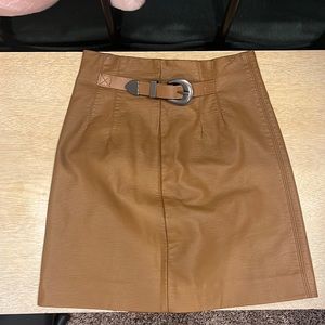 FREE PEOPLE vintage cowgirl tan leather skirt with buckle